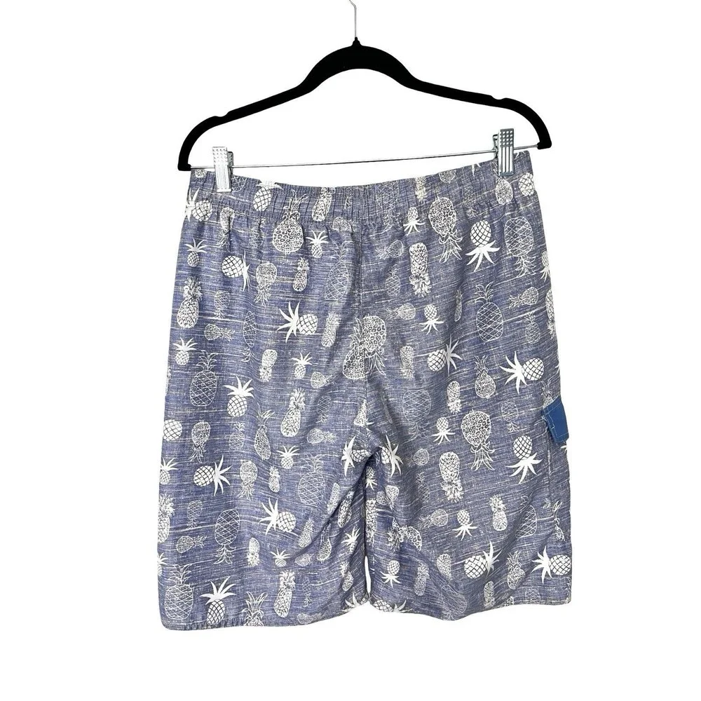 Nonwe Men’s 30 Board Shorts Blue Pineapple Print Swim Trunks Cargo Surf Beach
